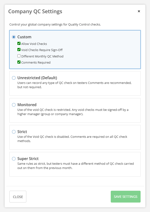 the new custom qc settings allow greater flexibility than ever before