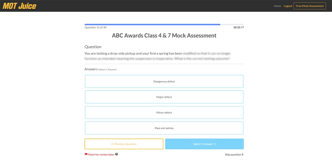 the mot juice mock exam if free every year to all mot testers