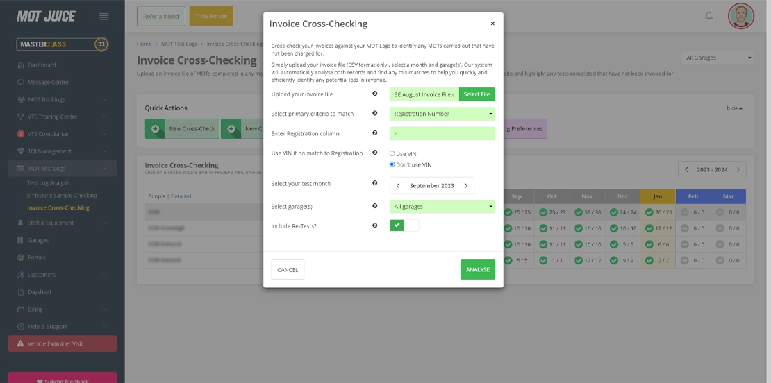 starting a new invoice cross check
