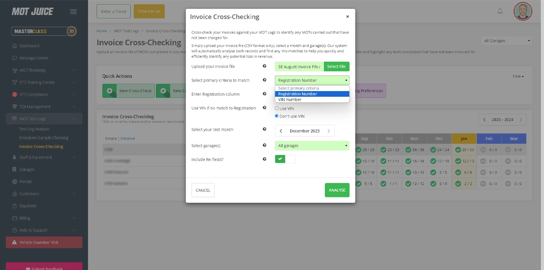 starting a new invoice cross-check
