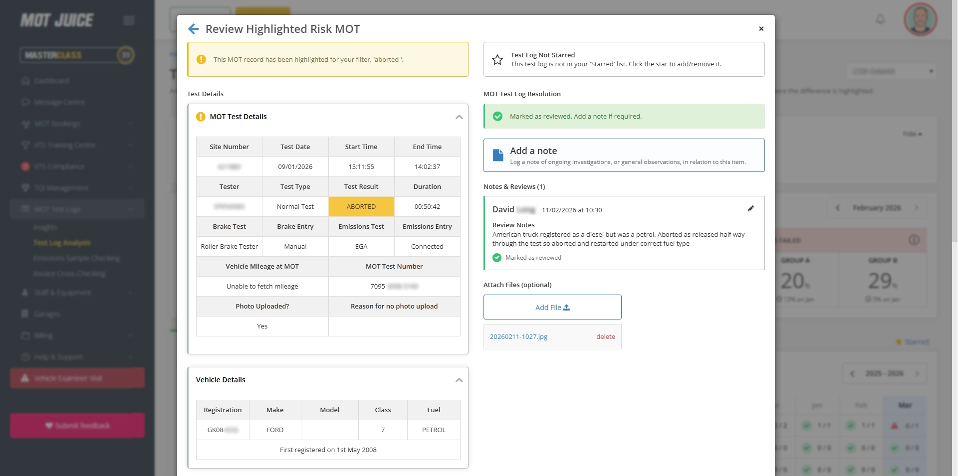 easily and effectively record reviews for each highlighted risk